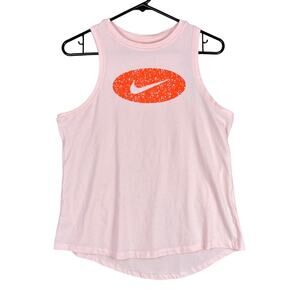 Nike Womens Shirt Pink Logo Tank Top Dri Fit Lightweight Athletic Stretch Medium